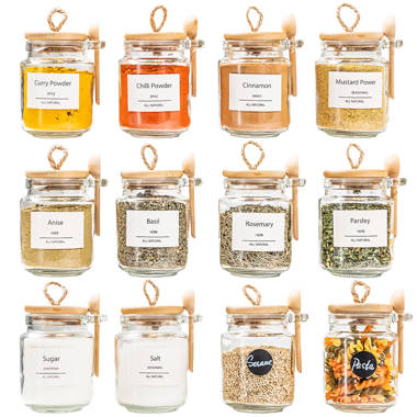 Glass spice jars with best sale white lids